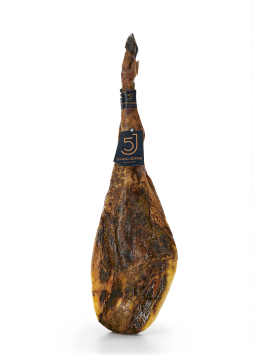 Jambon Ibérique Bellota, 100% Pata Negra Cinco Jotas 5J, avec os